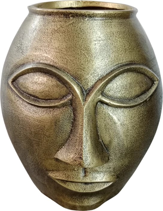 Vazo dekorative HARGA, alumin, ngjyrë ari antike, 23x23x27cm