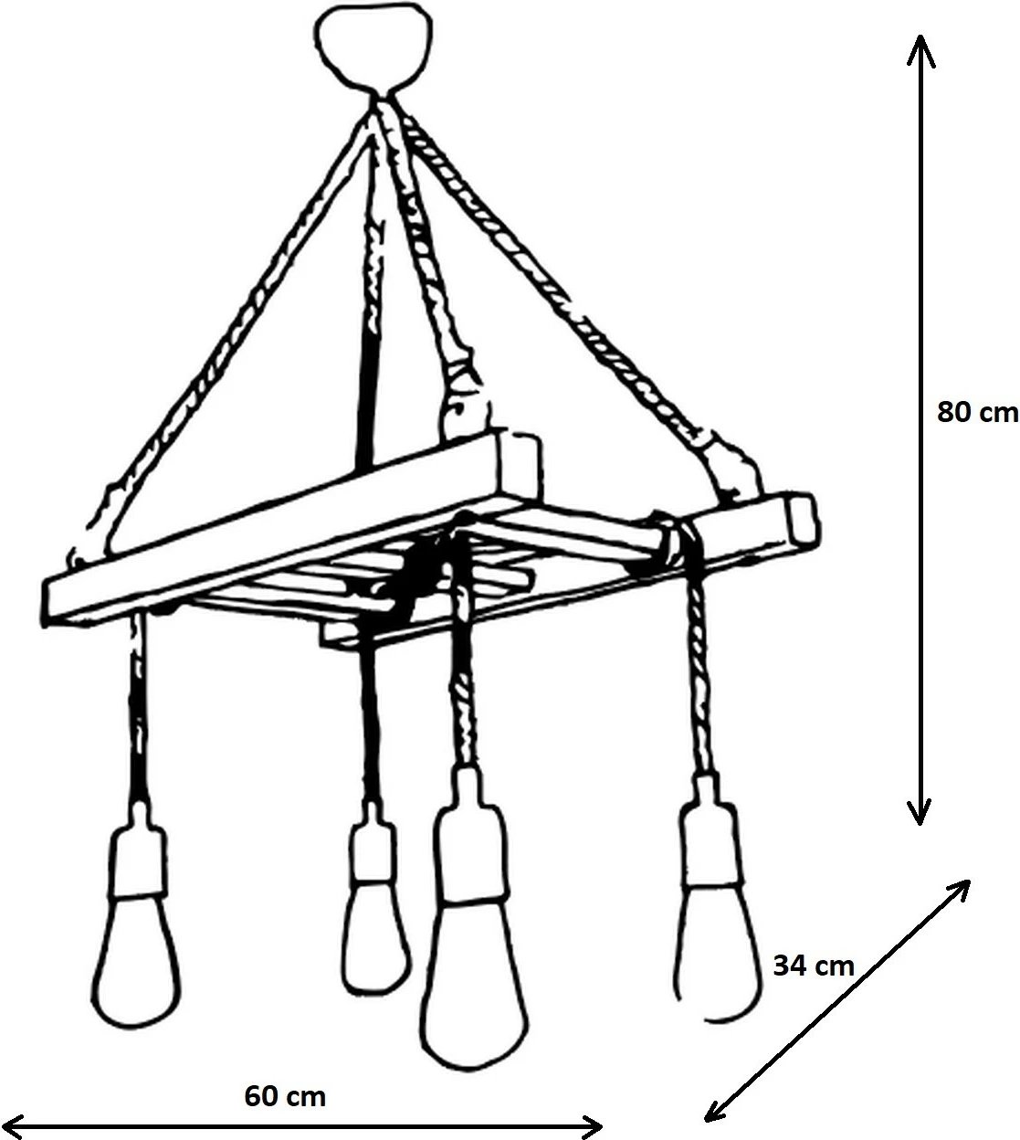 Llambë tavani Opviq, dru i fortë pis, ngjyrë arre, Merdiven Halat 3