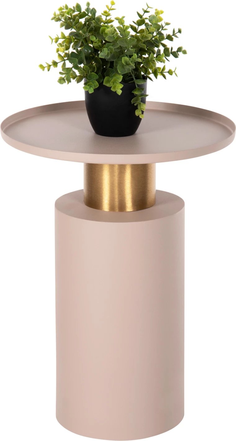 Tavolinë anësore PUNJAB, metal, ngjyrë krem dhe ar, FH4239.03, 36x47cm