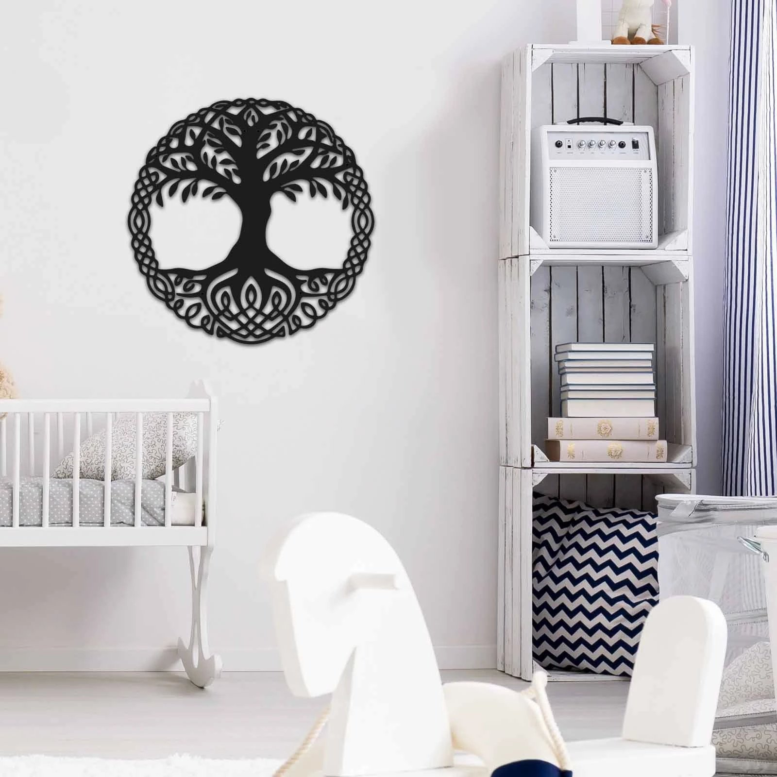 Aksesor dekorativ metalik për mur Wallity, MT - 009, ngjyrë e zezë, 49x49cm