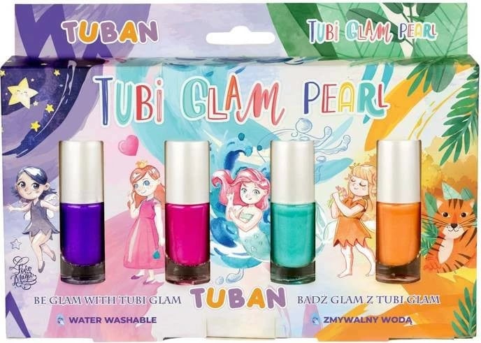 Set llak thonjsh TUBAN Tubi Glam Pearl, 4 copë, për vajza, Mix ngjyra