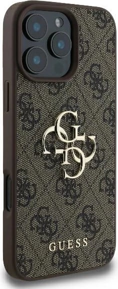 Mbështjellës Guess për iPhone 16 Pro Max 6.9, 4G Big Logo, hardcase TPU/PC/eko-lëkurë, kafe