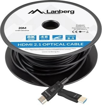 Kabllo HDMI optik Lanberg CA-HDMI-30FB-0200-BK, 20m, 8K, i zi