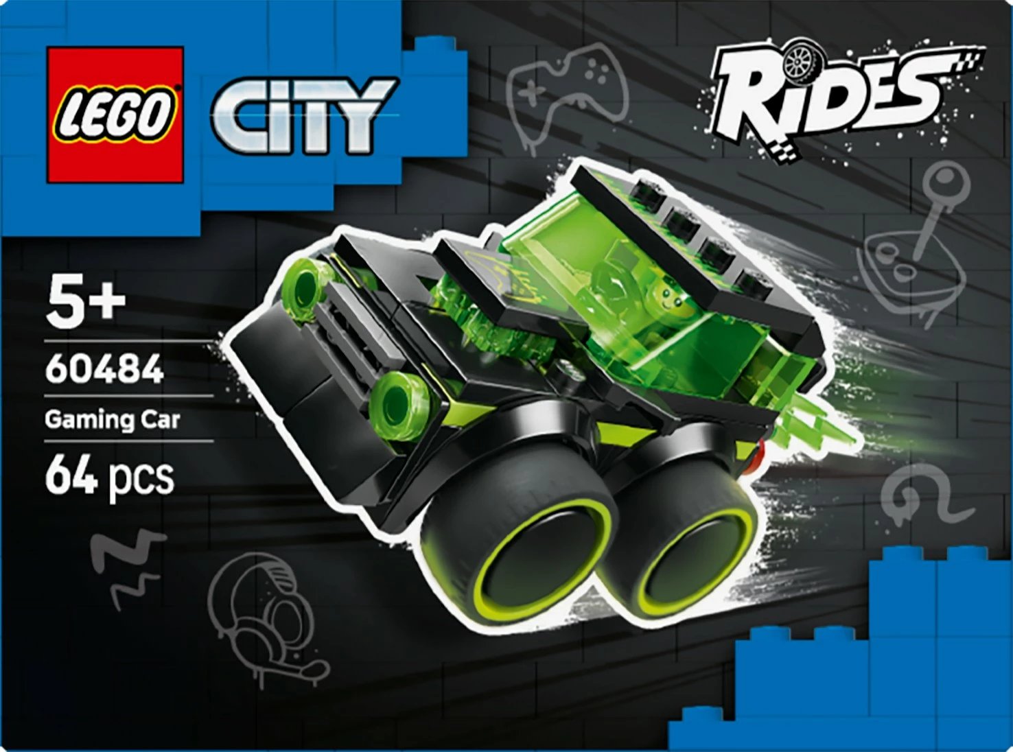 Set ndërtimi, LEGO City, 60484 Gaming Racer, 64 pjesë, set i vogël, gjelbër/zezë