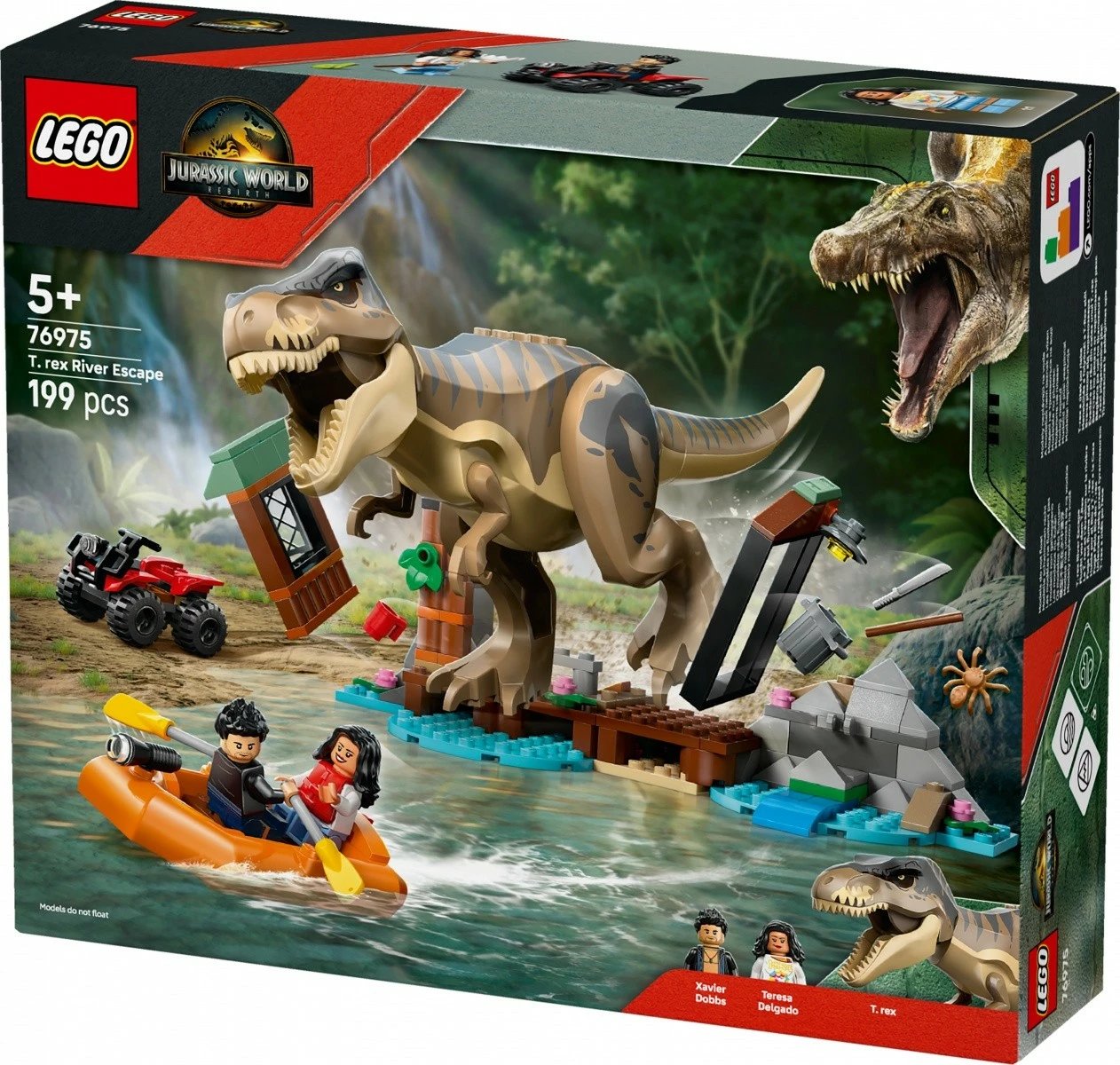 Set LEGO Jurassic World 76975 River Escape prej T-Rex, 199 pjesë