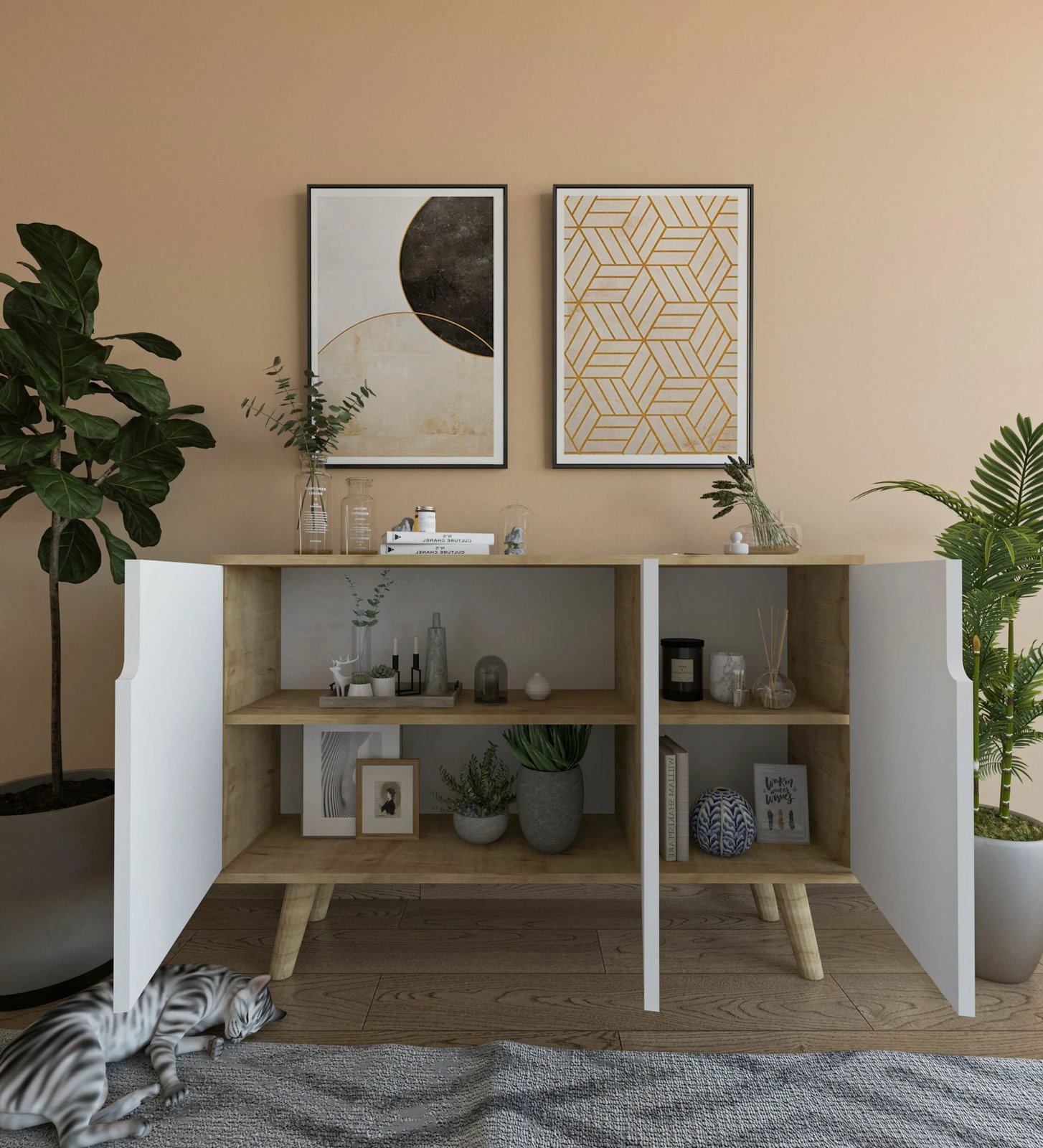 Konsol Skye Decor Verona 120, lis safir, e bardhë