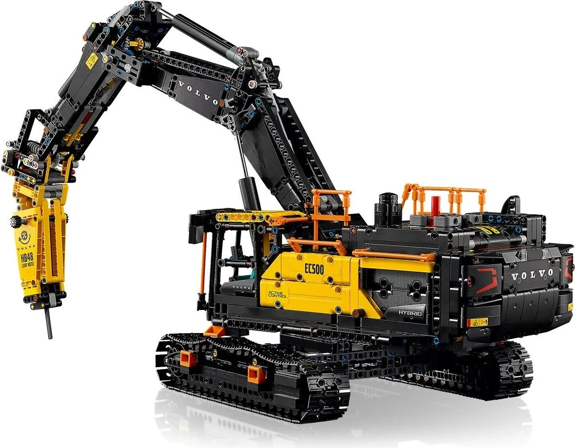 Set LEGO Technic Volvo EC500 Hybrid Excavator, 42215, për të rritur, e zezë/verdhe