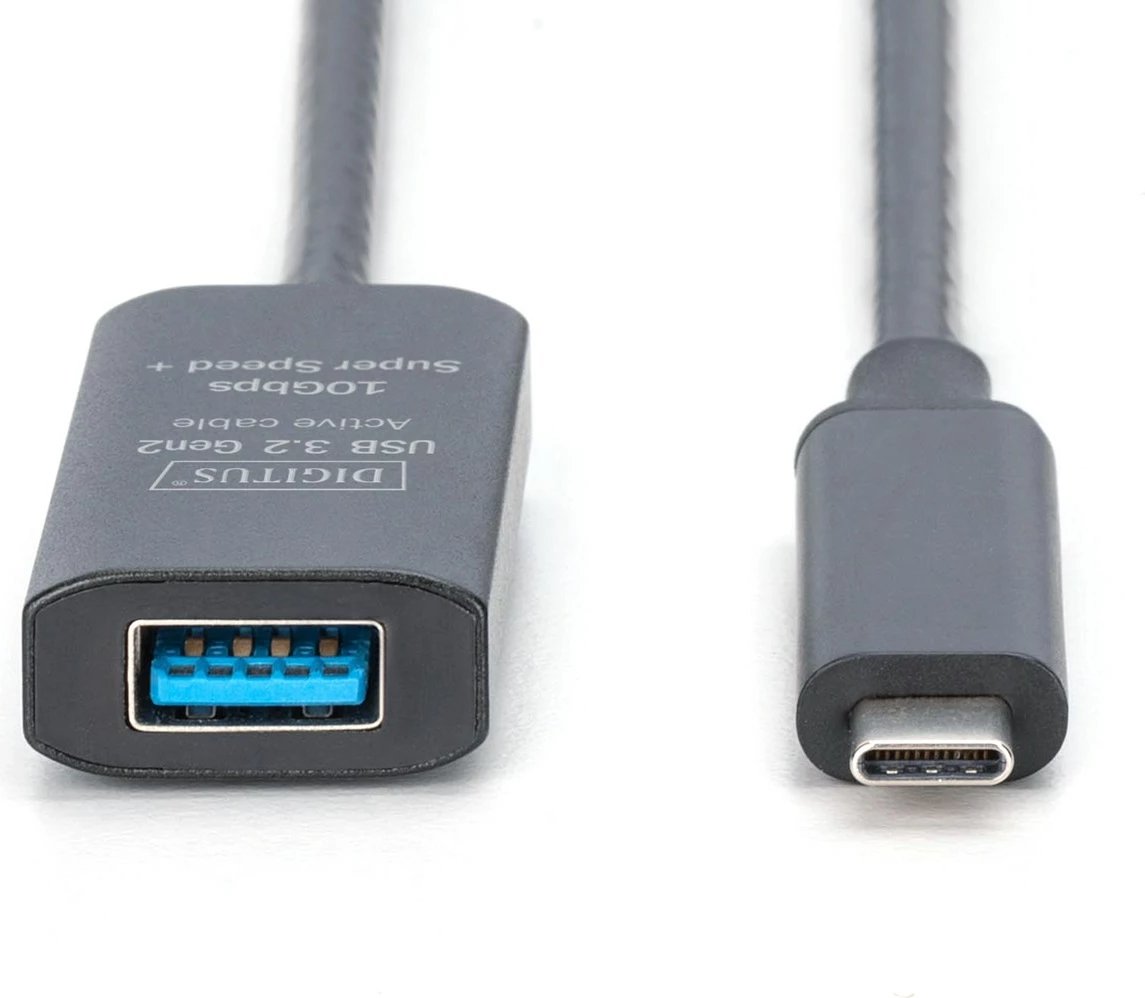 Kabllo zgjatuese USB 3.2 Gen2 DIGITUS DA-73113, 5m, USB-C në USB-A, e zezë