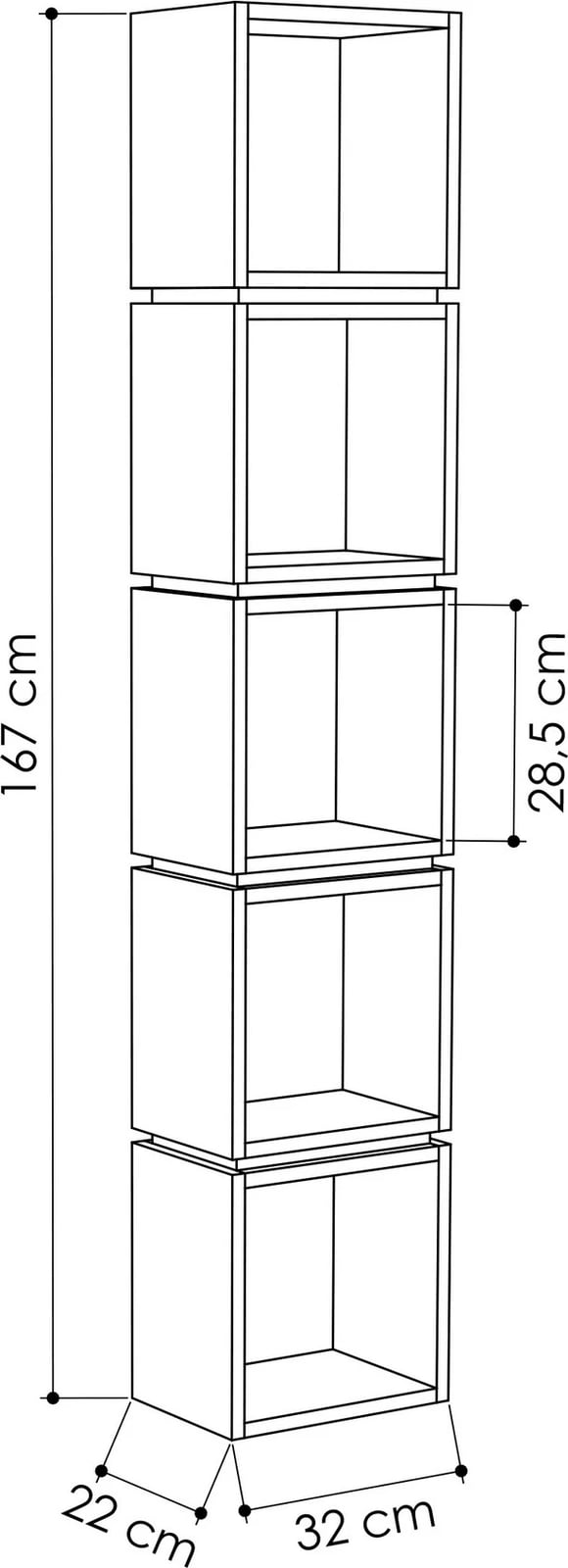 Raft librash Skye Decor, shumëngjyrësh - lis, i bardhë