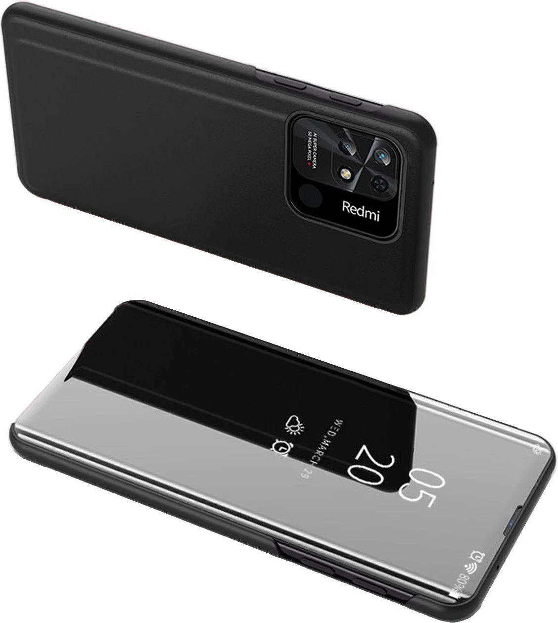 Mbështjellës Hurtel Clear View Case për Xiaomi Redmi 10C, me kapak, e zezë