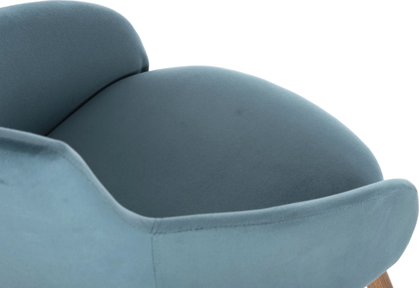 Karrige ngrënieje IVY, kadife turkeze dhe këmbë metali ngjyrë druri natyral, 53x55x79H cm., set prej 2 copë