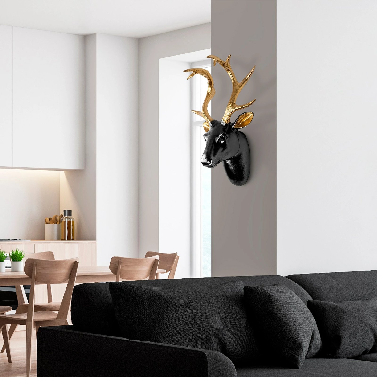 Aksesor dekorativ muri, bust dre, ngjyrë ari dhe e zezë, Wallity