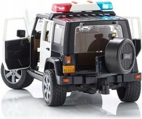 Veture lodër Jeep Wrangler Rubicon BRUDER BR-02526 me figurë policie, bardhë/zezë