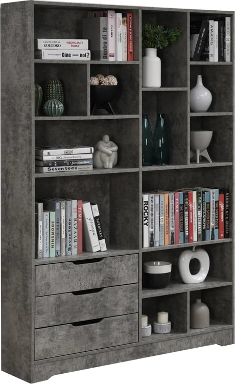 Raft librash Lucinda, ngjyrë gri-gështenjë, 120x29.8x180.5cm