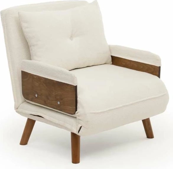 Krevat-karrige një vendës, Atelier del Sofa, Cosmo Single, material teddy, e bardhë