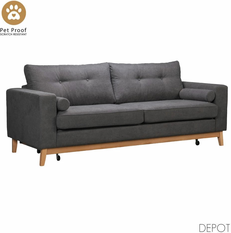 Krevat-sofë Lusso, 3 vende, gri lino 17, 218x85x87