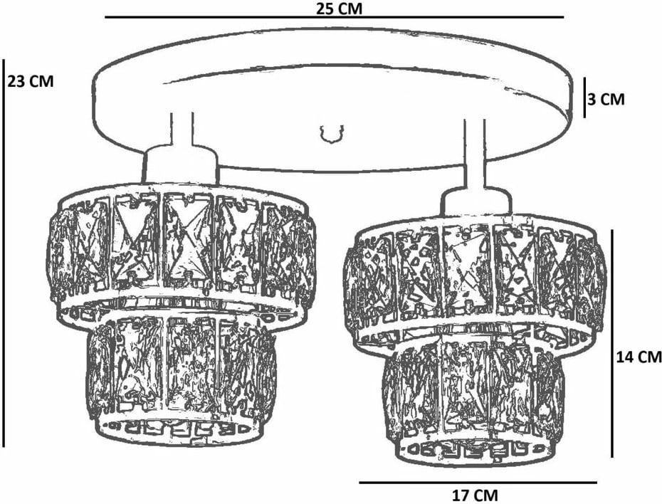 Llambadar Opviq, 9015-2, metal e xham, ngjyrë e zezë