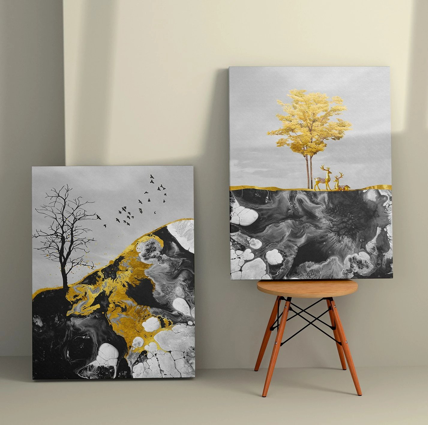 Pikturë dekorative në kanavacë, shumëngjyrëshe, 2 copë, Wallity, 70x100cm