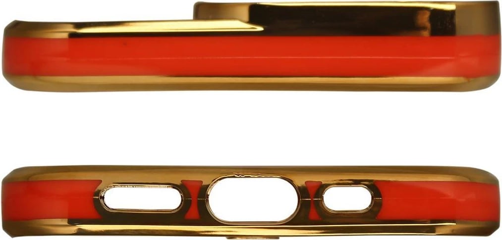 Mbështjellës Hurtel për iPhone 12 Pro, transparent me kornizë ari dhe të kuqe