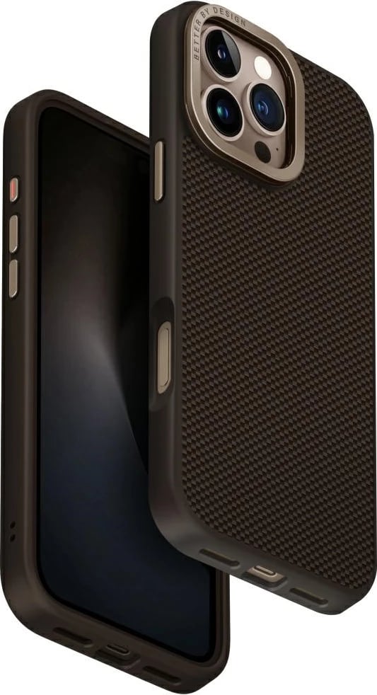Mbështjellës UNIQ Keva Max Magclick me mbajtëse kamere për iPhone 16 Pro Max, Kafe