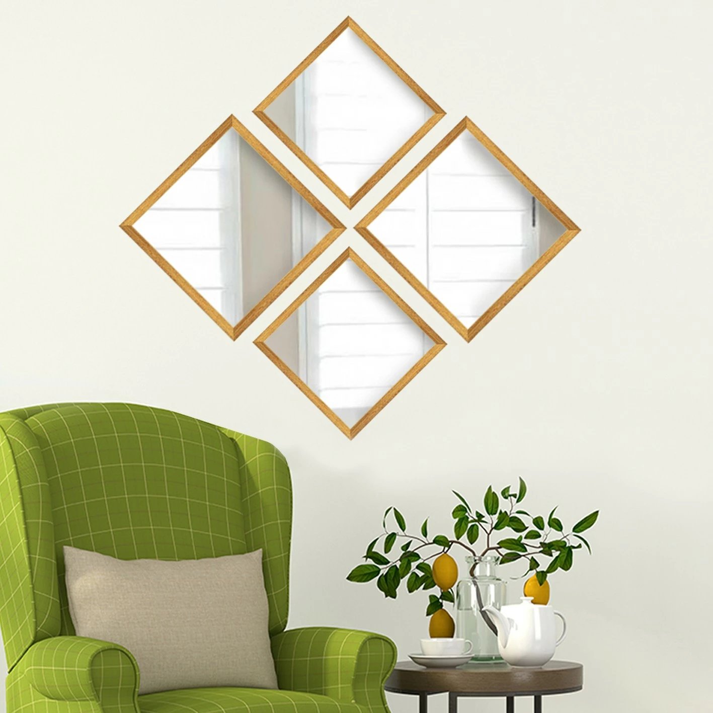 Set pasqyrash (4 copë), Wallity, SETAYNA_046, ngjyrë ari dhe argjendi