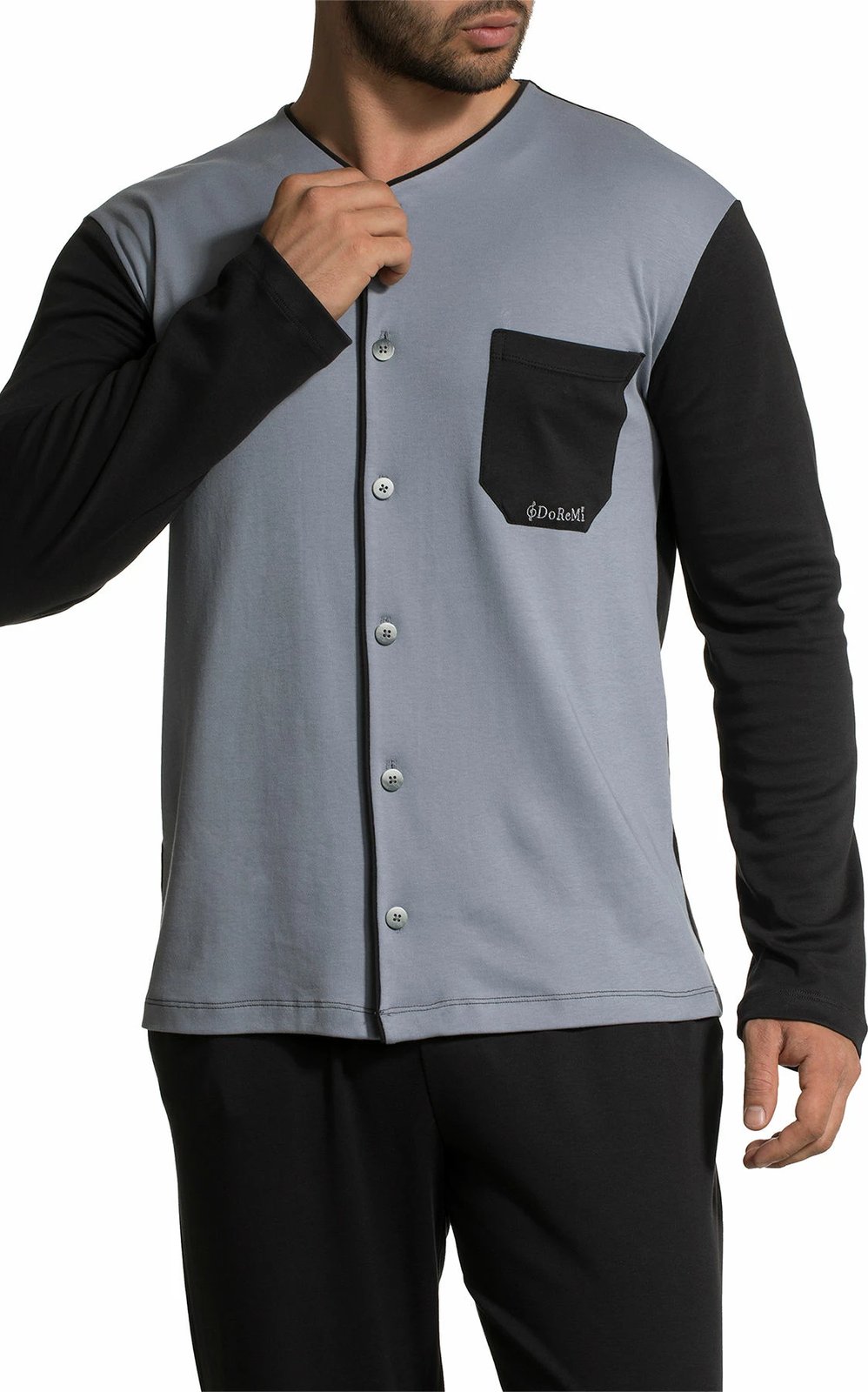 Set pizhamash për burra, Jumeon, 002-000371, e zezë, gri