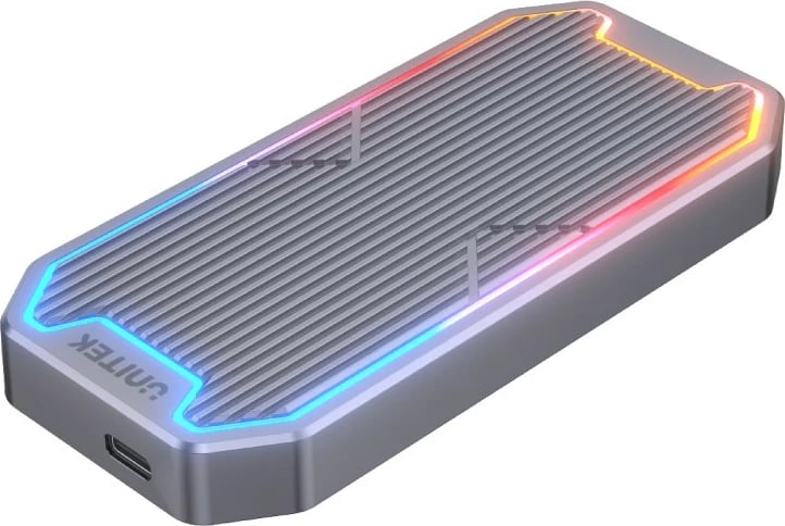 Kasë Unitek S1210B për SSD M.2 NVMe/SATA, USB Type-C, 10Gbps, RGB, Gri