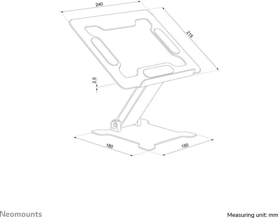 Mbajtës laptopi Newstar Neomounts DS20-740BL1, alumini, i zi, 11-15 inç
