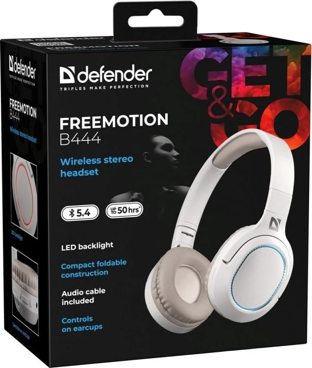 Kufje pa tela Defender FreeMotion B444, Bluetooth, Bezhe