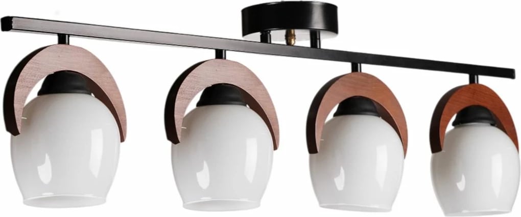 Llambë tavani Opviq, metal dhe dru, e bardhë, arre, e zezë, 9004-7