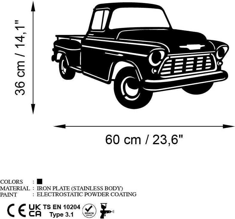 Aksesor dekorativ për mur, metal, Wallity, Chevy 3200 Pickup