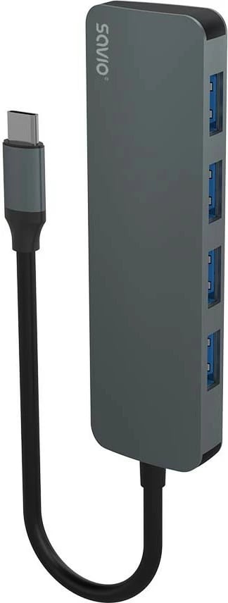 HUB USB 4-portësh Savio AK-54, USB-C në 4x USB-A, 3.1 Gen 1, Gri