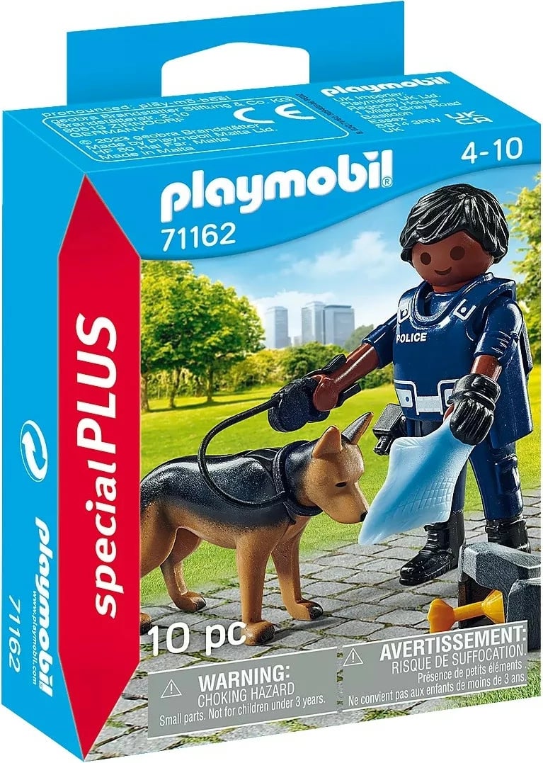 Figurinë aksioni Playmobil Special Plus 71162 polic me qen gjurmues, set 10 pjesë
