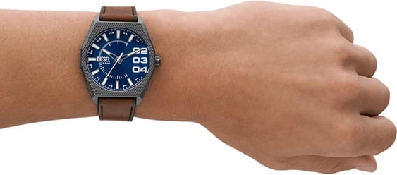 Orë dore për meshkuj DIESEL SCRAPER, rrip lëkure, blu