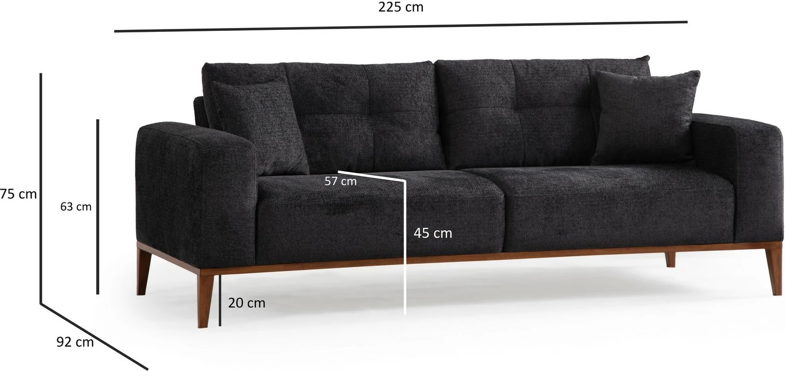 Divan-krevat treshe, ngjyrë antracit, Sinor 3 vendesh