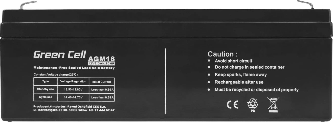Bateri UPS Green Cell AGM18 12 V 2.3 Ah e zezë Bateri UPS Green Cell AGM18 12 V 2.3 Ah e zezë