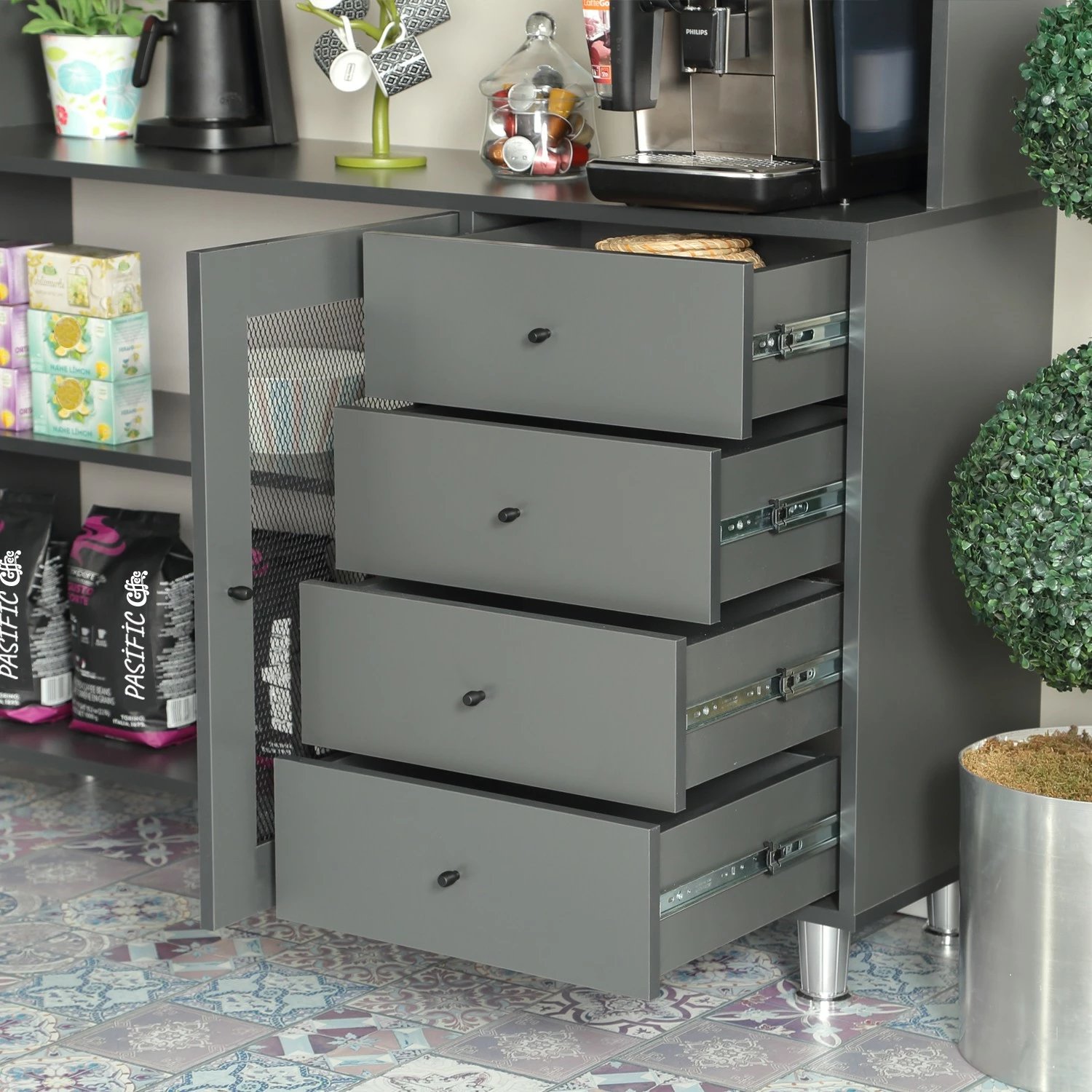 Dollap multifunksional Hanah Home, Grano 140, antracit