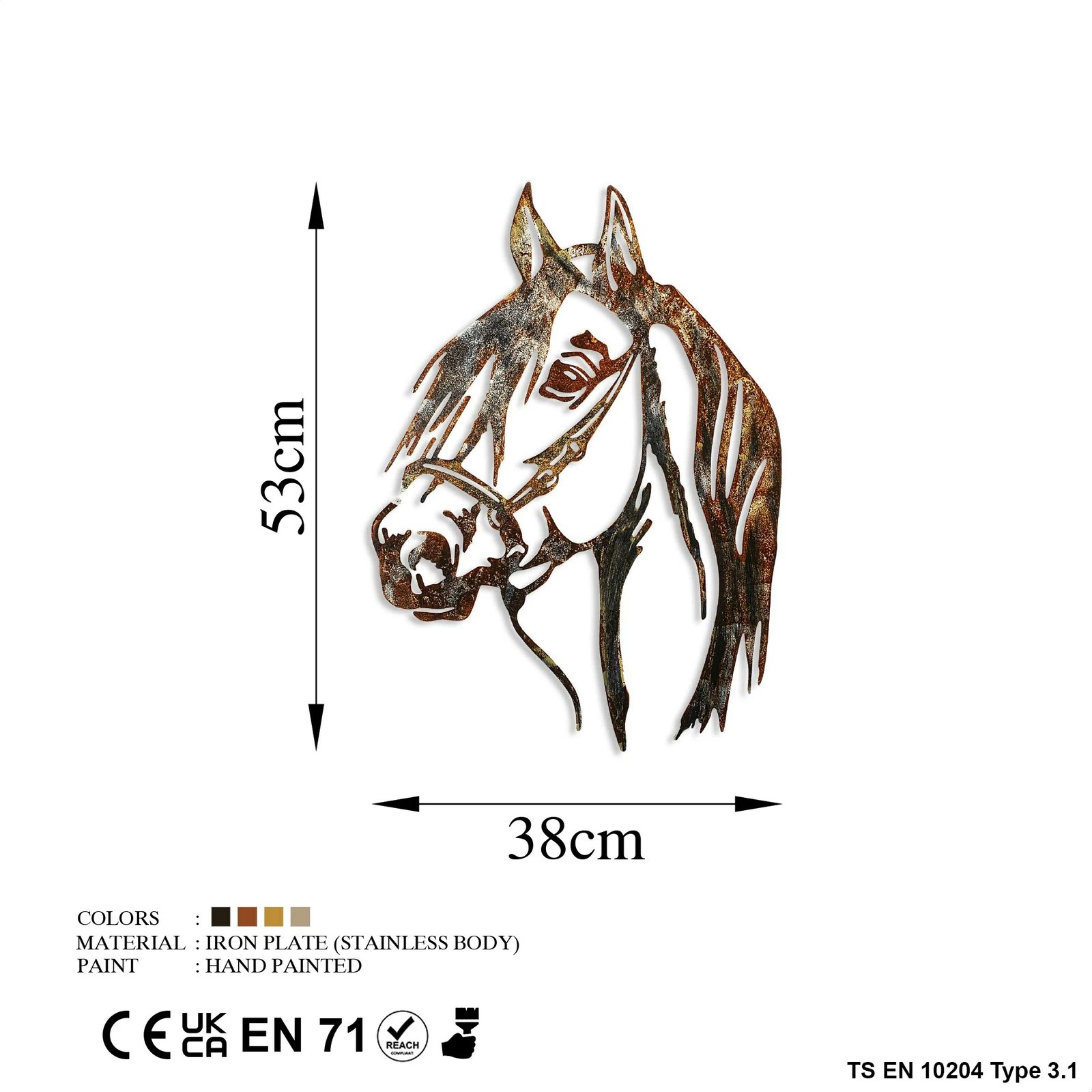 Aksesor metalik dekorativ për mur, Wallity, kalë - 3