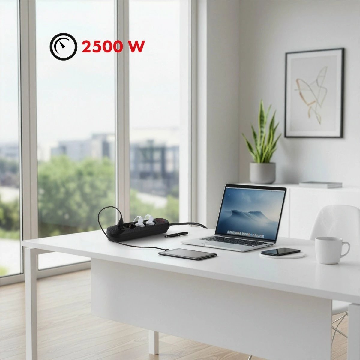 Zgjatues elektrik, Maclean MCE394 B, 3x Schuko + 3x USB, kabllo 1.5 m, 2500W 2.1A, 110-240V, i zi