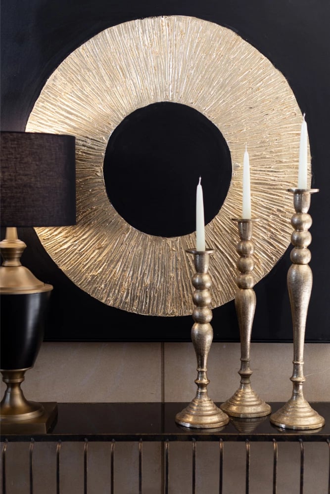 Mbajtëse qirinjsh Dazzle, alumin, ngjyrë ari, 15x15x46cm