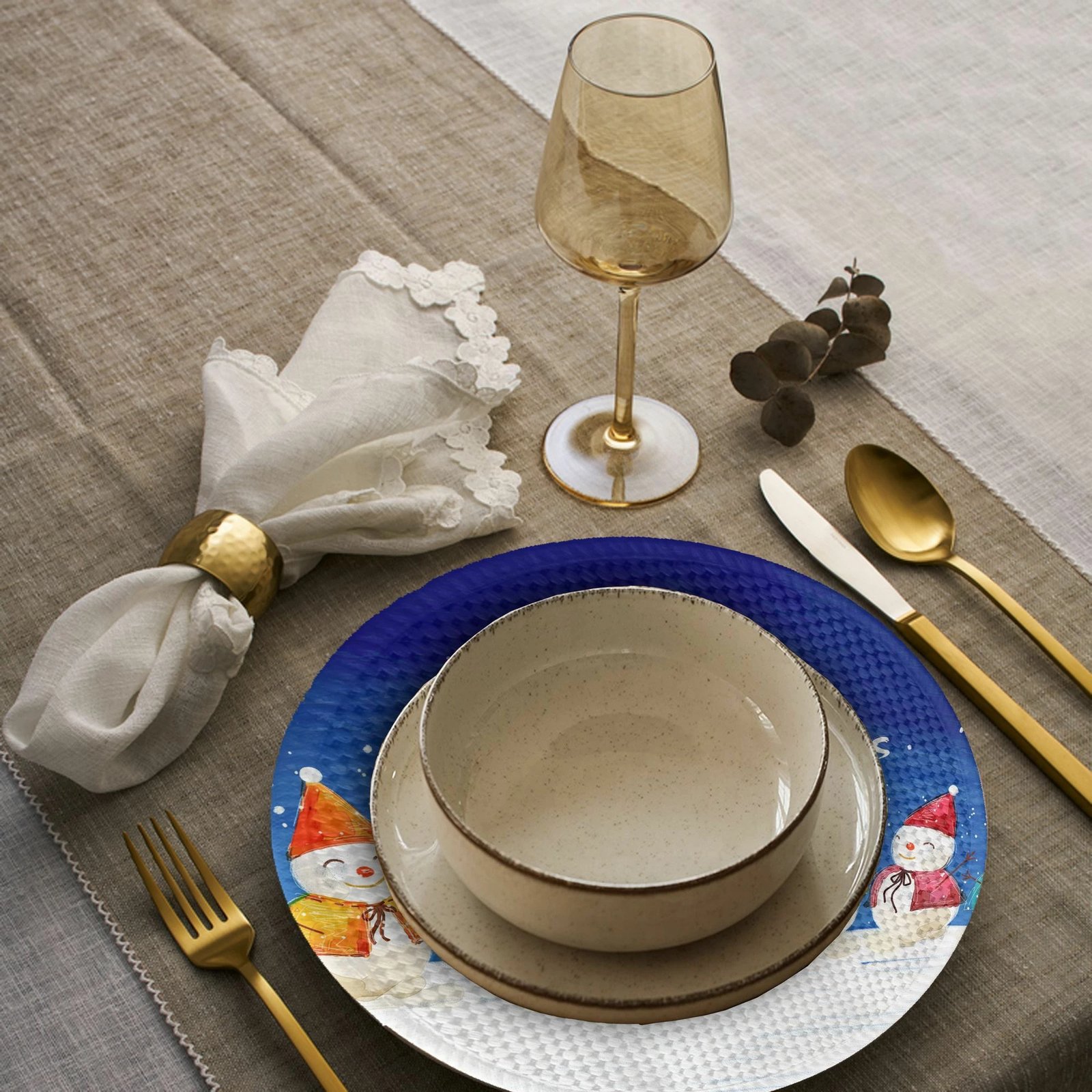 Set 4 copë supla tavoline Hermia Concept, shumëngjyrëshe, 37cm, dizajn Krishtlindjesh