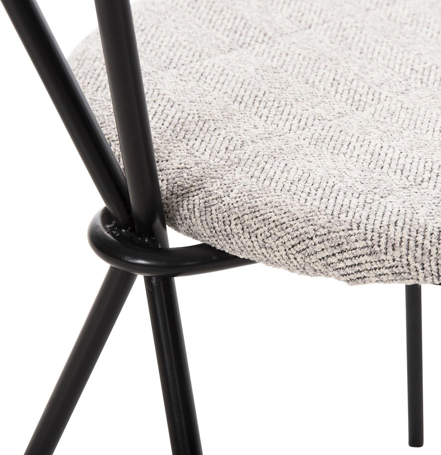 Karrige ngrënieje DORY FH9855.03 kornizë metalike në të zezë, pëlhurë në gri të lehtë 48,5x61x76H cm., set prej 4 copë