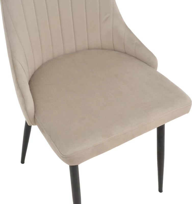 Karrige Azori kadife, bezhë-gri, këmbë metalike të zeza, 49x55x85cm (set prej 2 copash)