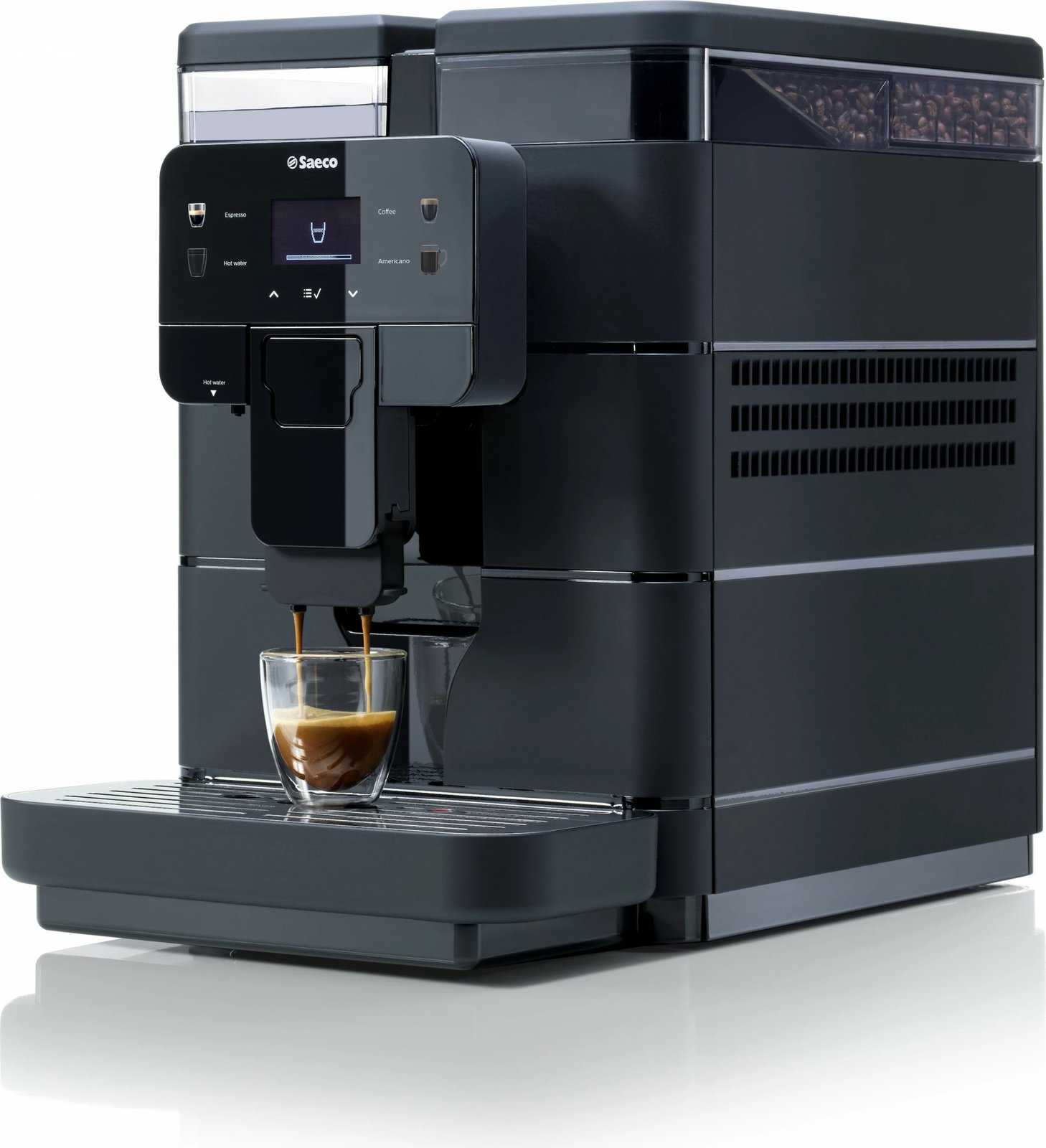 Espresso makinë Saeco New Royal Black, 2.5L, mulli i integruar, 1400W, e zezë