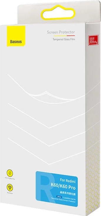 Mbështjellës xhami i temperuar Baseus për Redmi K60/K60 Pro, transparent