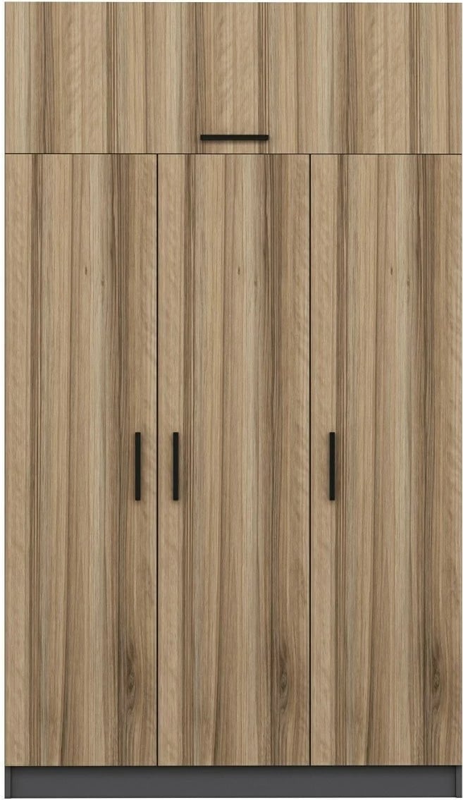 Dollap garderobe Skye Decor, 3 kapak, 2 sirtar, dore-antracit, 135x52x255cm