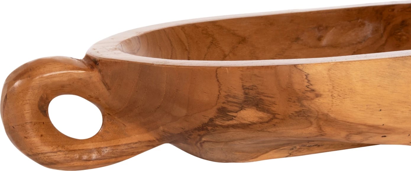 Enë dekorative prej druri tik, ngjyrë natyrale, FH4304, 64x21.5x9.5cm