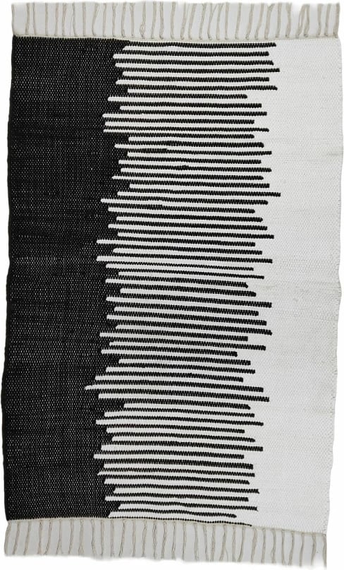 Qilim korridori Avery, jute dhe pambuk, bardhë e zi, 150x80cm