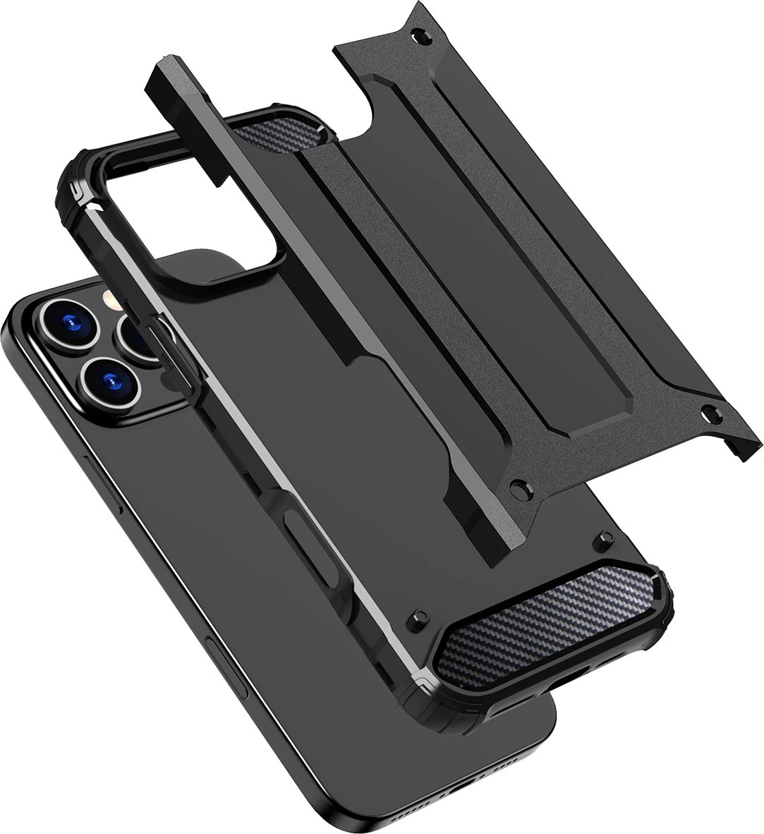 Mbështjellës Hurtel Hybrid Armor për iPhone 16 Pro Max, i zi