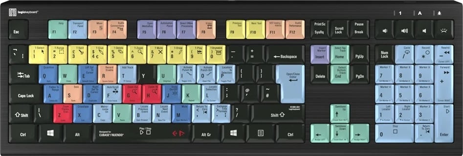 Tastierë LogicKeyboard Astra 2 UK për Cubase/Nuendo, PC, shumëngjyrëshe